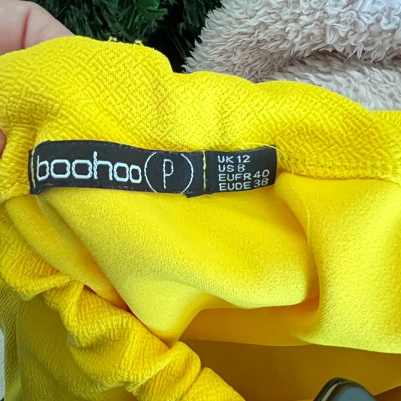 Boohoo Bright Yellow Top Dress off shoulder size 12 UK - Picture 5 of 6